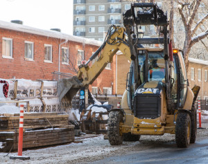 Travaux en cours sur la rue Sanguinet.